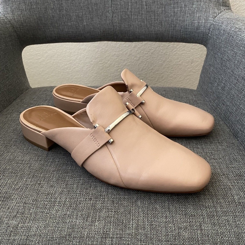 Halston Womens Mules Shoes Size 9 Romina Leather Tan Pink Beige